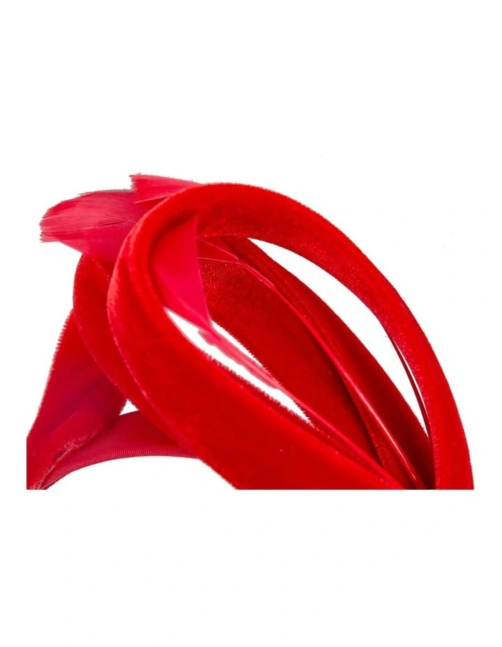 Red velvet bow racing fascinator by Max Alexander J446R image 2