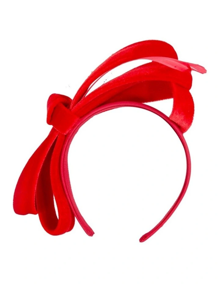 Red velvet bow racing fascinator by Max Alexander J446R image 3