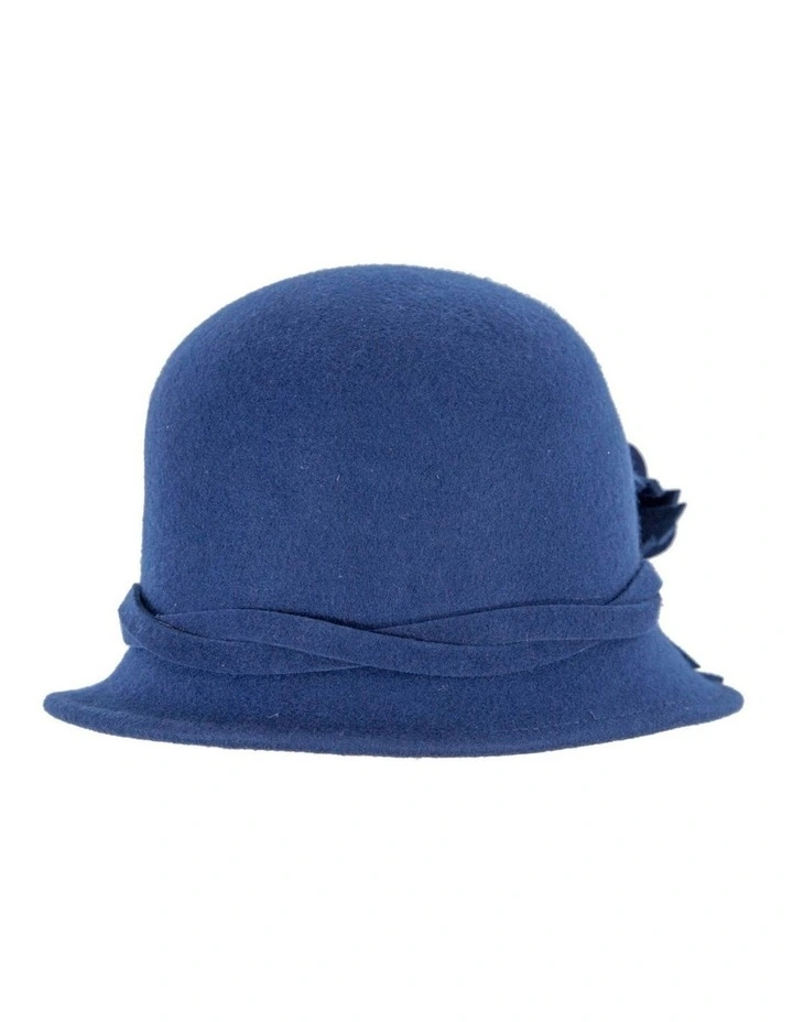 Blue felt winter hat with flower by Max Alexander J437RB image 2
