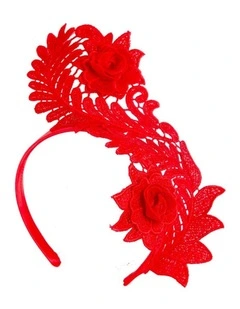 Elegant Red Lace Fascinator by Max Alexander J452R