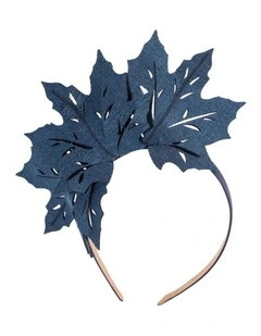 Navy laser cut maple leafs on headband MA757N