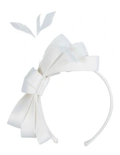 White bow racing fascinator by Max Alexander J444WHT
