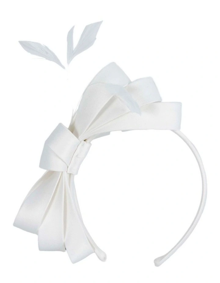 White bow racing fascinator by Max Alexander J444WHT image 1
