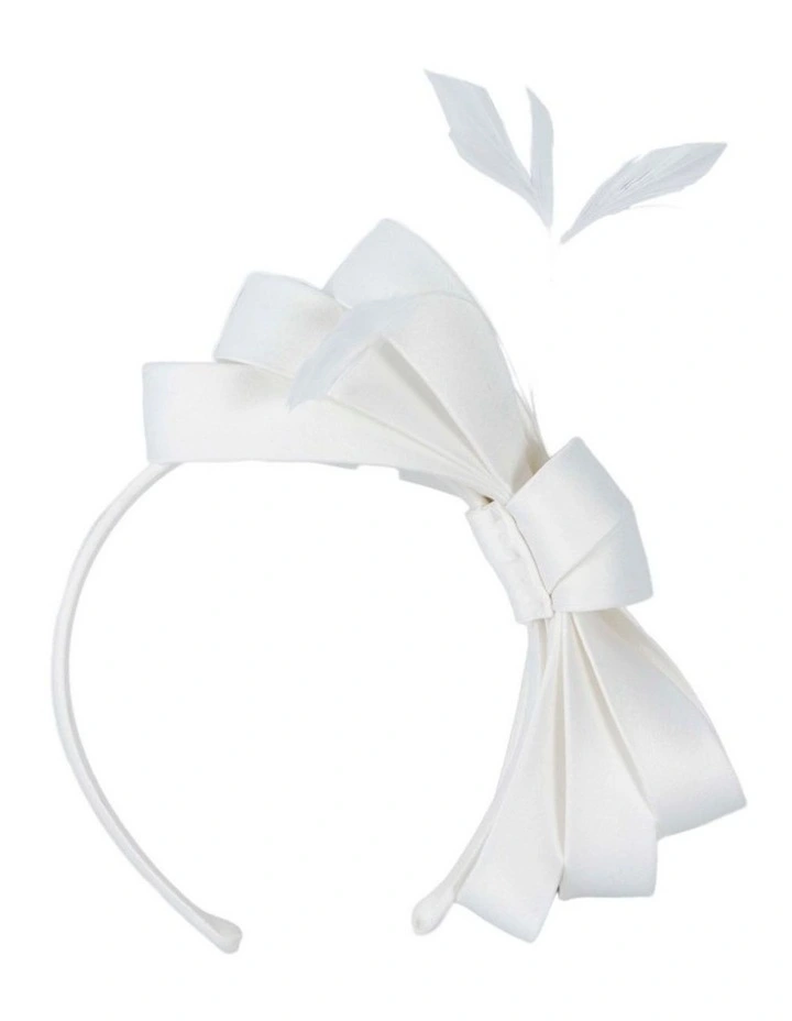 White bow racing fascinator by Max Alexander J444WHT image 3