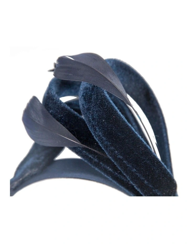 Navy velvet bow racing fascinator by Max Alexander J446N image 2