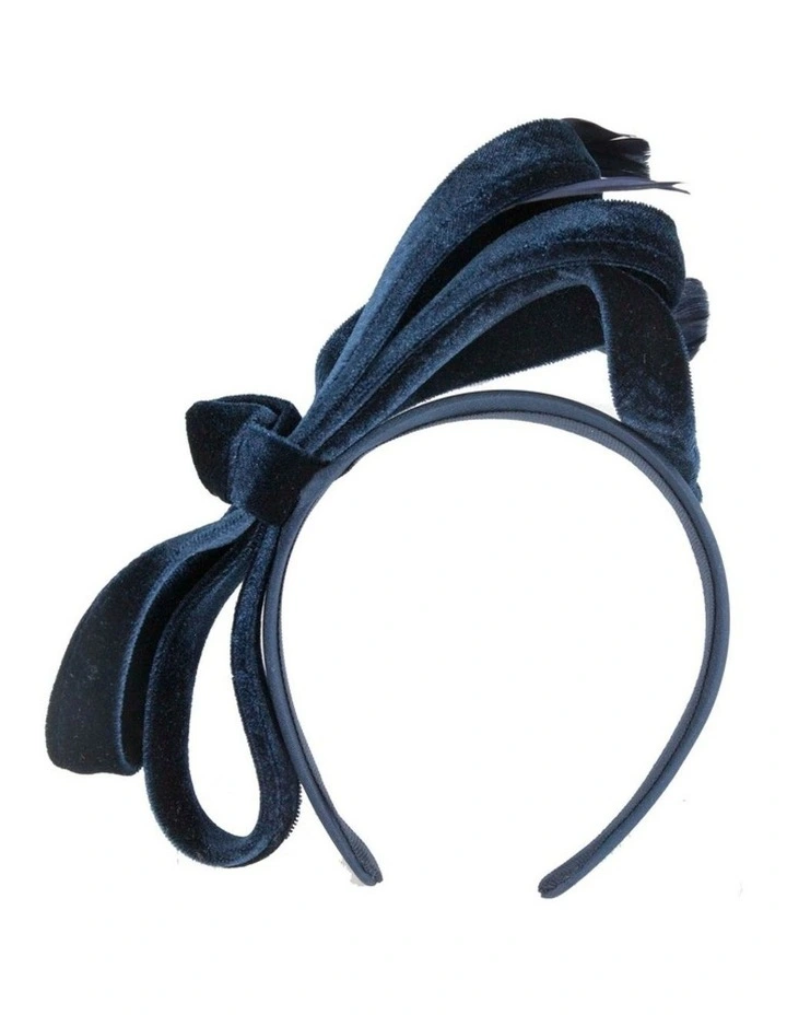 Navy velvet bow racing fascinator by Max Alexander J446N image 3