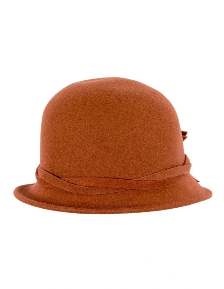 Rust felt winter hat with flower by Max Alexander J437RU image 2
