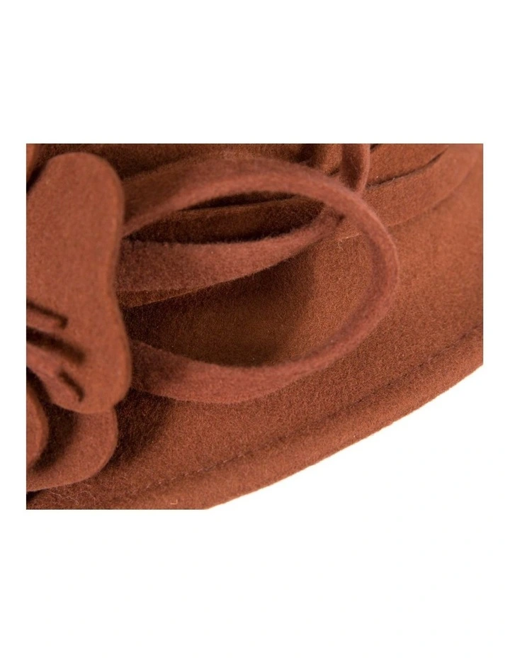 Rust felt winter hat with flower by Max Alexander J437RU image 4