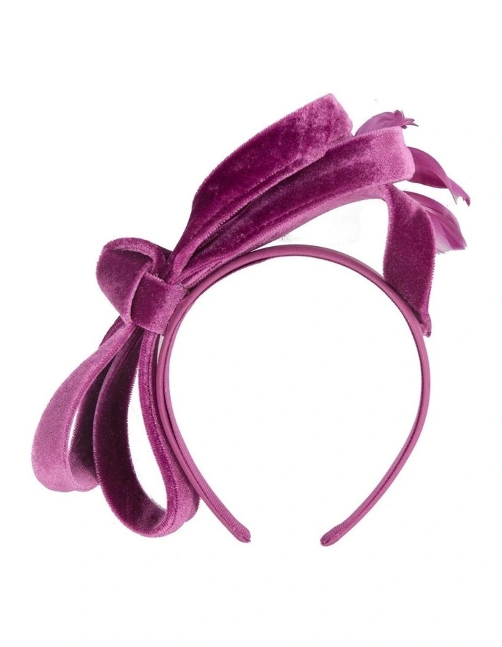 Purple velvet bow racing fascinator by Max Alexander J446PR image 3