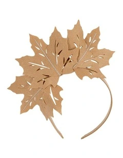 Beige laser cut maple leafs on headband MA757BE