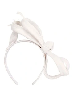 White velvet bow racing fascinator by Max Alexander J446W