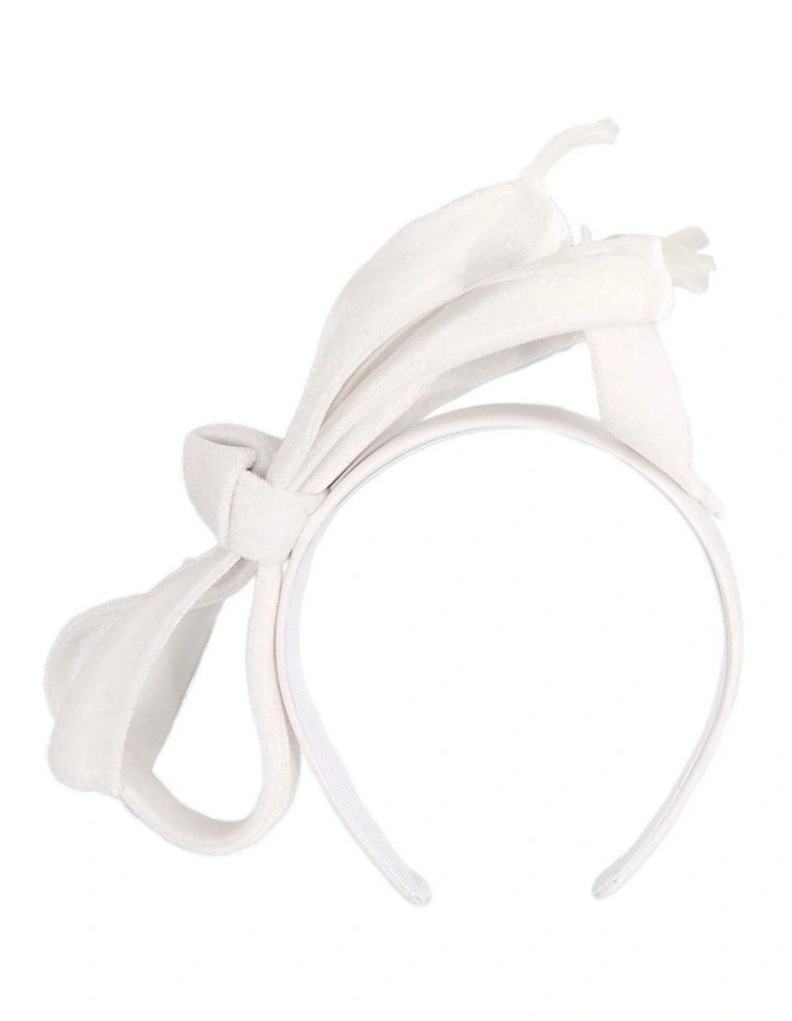 White velvet bow racing fascinator by Max Alexander J446W image 3