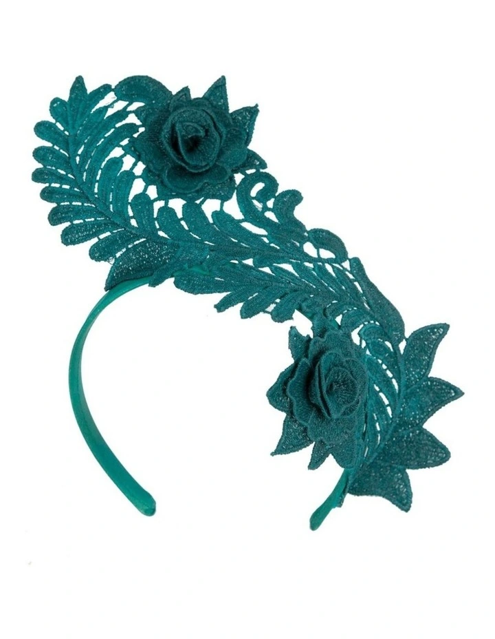 Elegant Teal Green Lace Fascinator by Max Alexander J452TE image 1