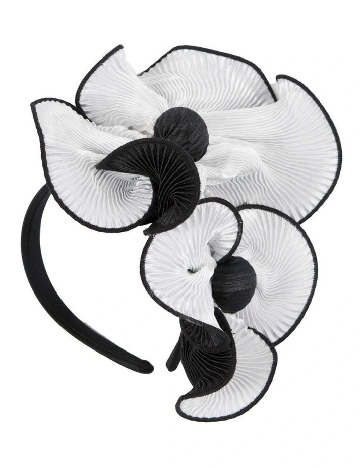 White & black racing fascinator by Max Alexander J442WB image 1