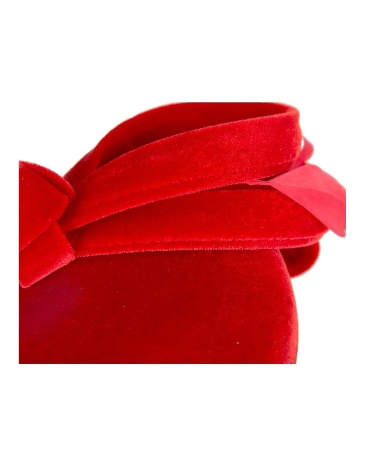 Red velvet pillbox winter fascinator J441R image 4