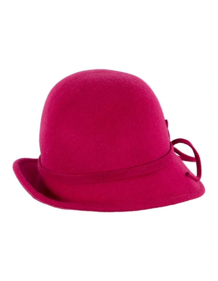 Raspberry red felt winter hat with flower by Max Alexander J439R image 4