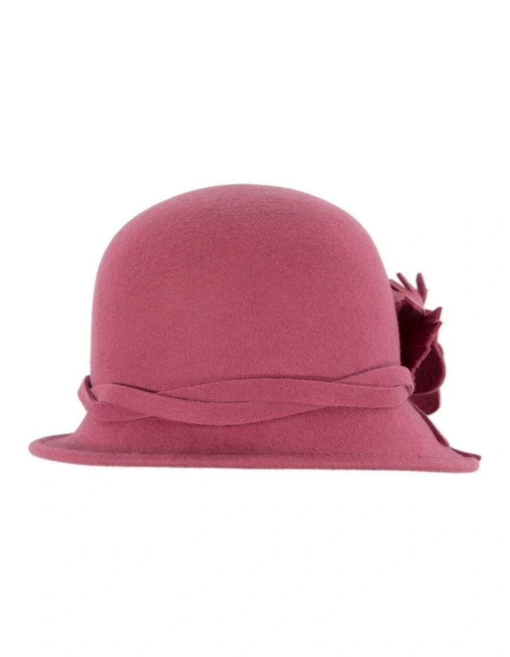 Rose pink felt winter hat with flower by Max Alexander J437RS image 2