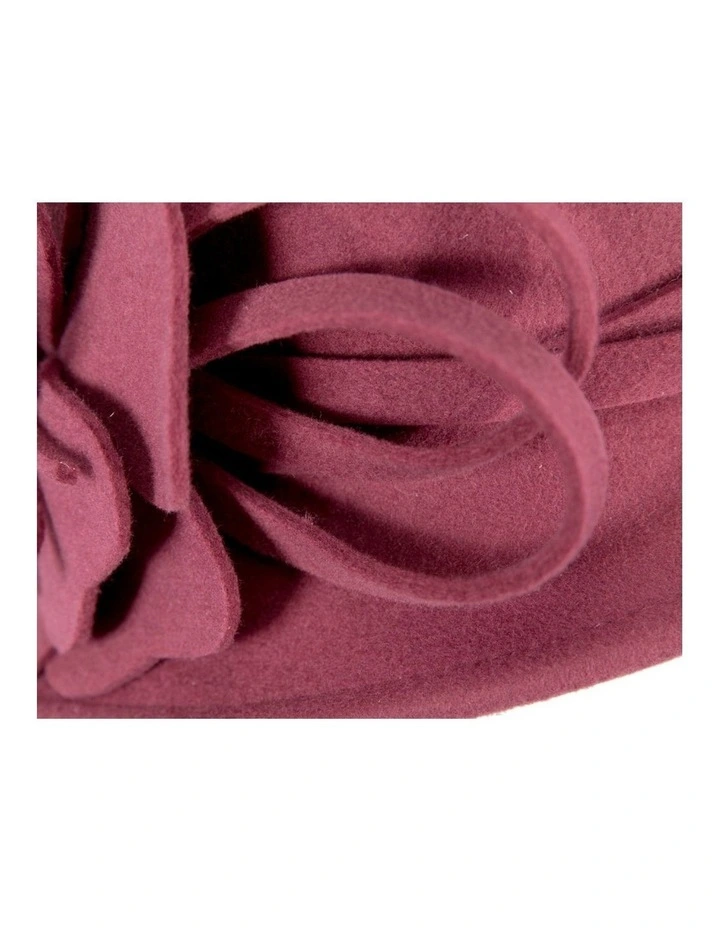 Rose pink felt winter hat with flower by Max Alexander J437RS image 4