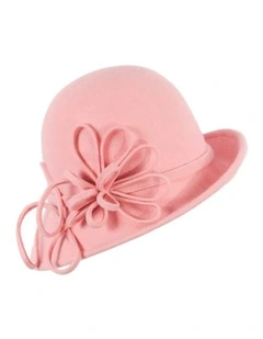 Pink felt winter hat with flower by Max Alexander J439 J439PI