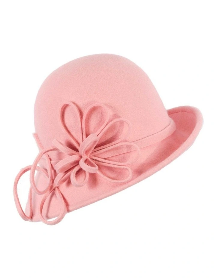 Pink felt winter hat with flower by Max Alexander J439 J439PI image 1