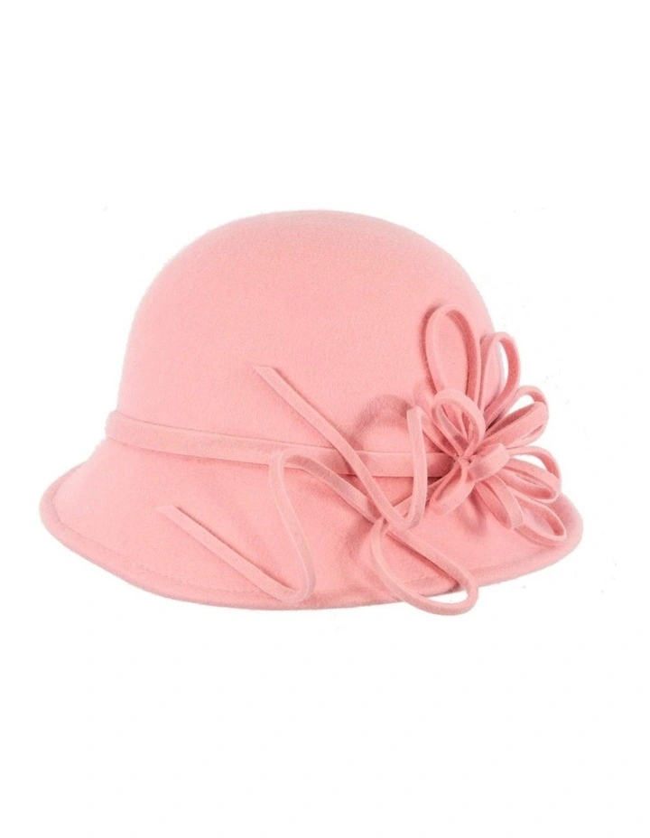 Pink felt winter hat with flower by Max Alexander J439 J439PI image 3