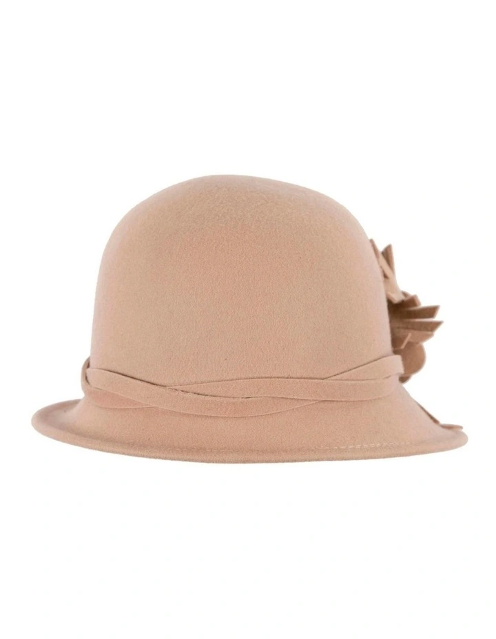 Beige felt winter hat with flower by Max Alexander J437 J437BE image 2