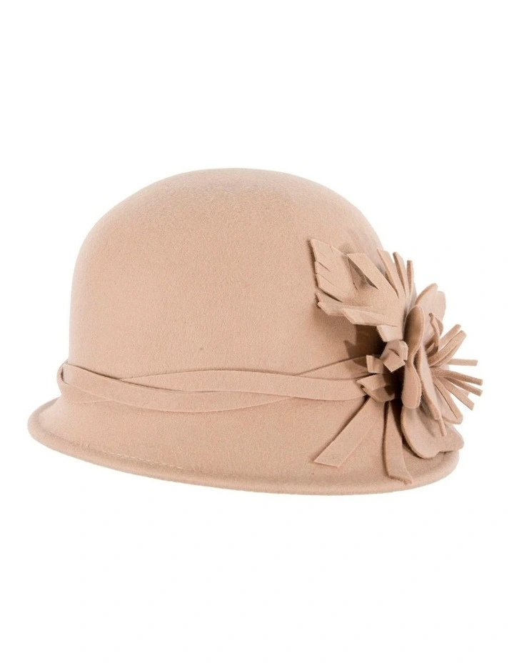 Beige felt winter hat with flower by Max Alexander J437 J437BE image 5