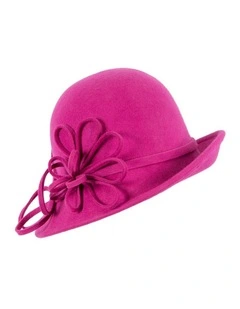 Fuchsia felt winter hat with flower by Max Alexander J439F