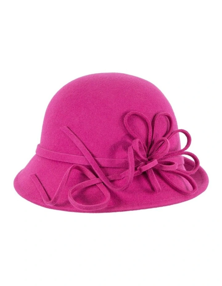 Fuchsia felt winter hat with flower by Max Alexander J439F image 2