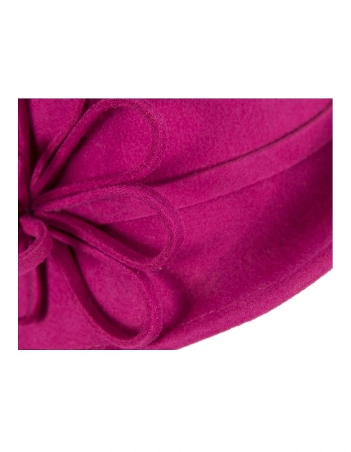 Fuchsia felt winter hat with flower by Max Alexander J439F image 3