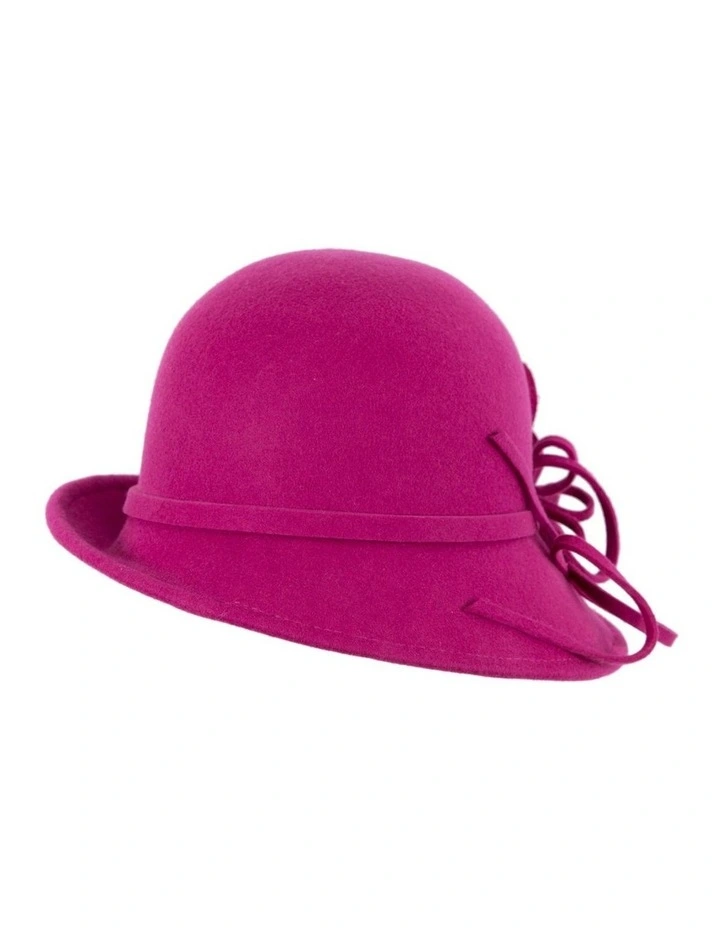 Fuchsia felt winter hat with flower by Max Alexander J439F image 4