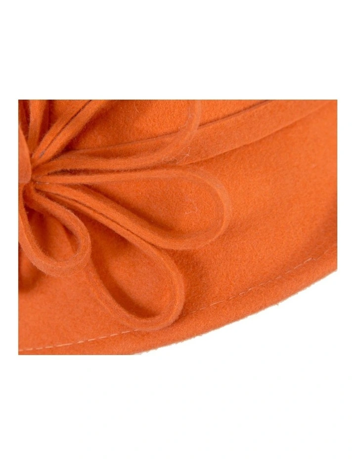 Orange felt winter hat with flower by Max Alexander J439OR image 3