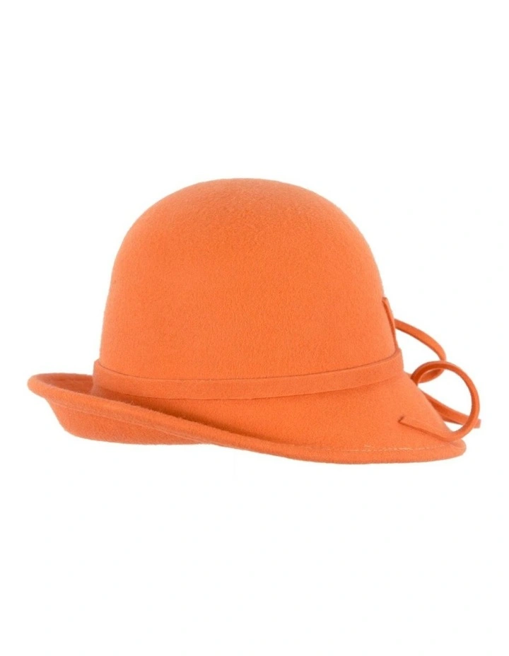 Orange felt winter hat with flower by Max Alexander J439OR image 4