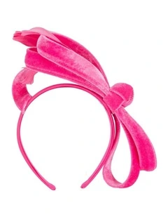 Hot pink velvet bow racing fascinator by Max Alexander J446HP
