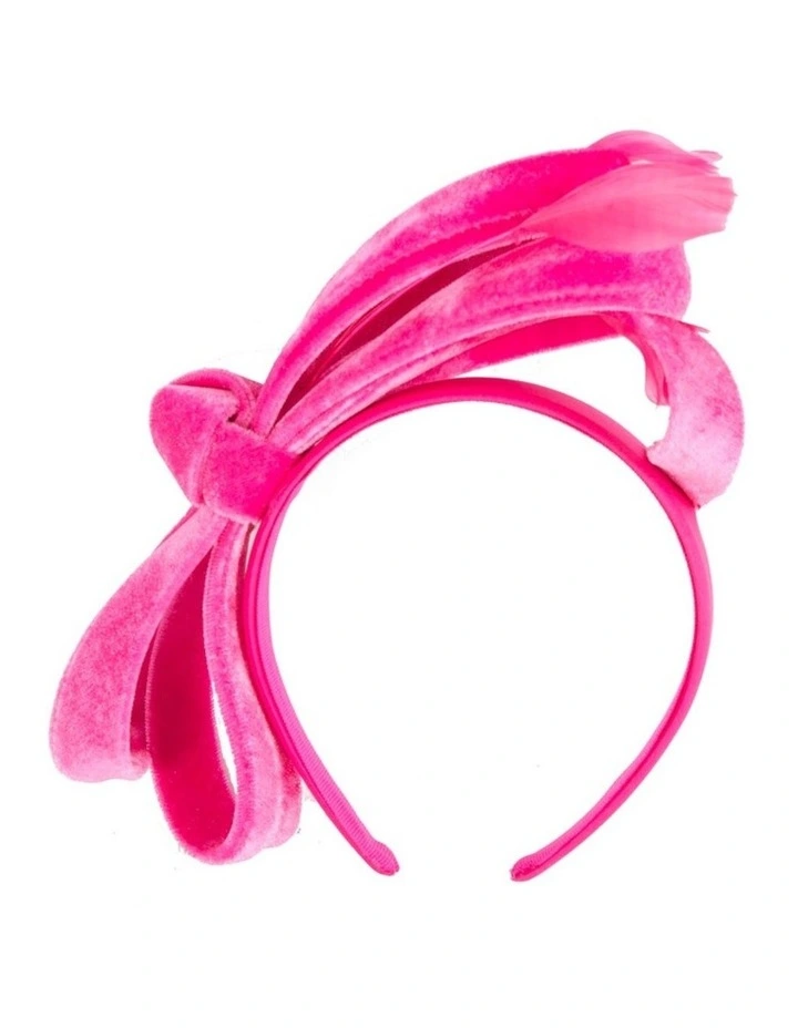 Hot pink velvet bow racing fascinator by Max Alexander J446HP image 3