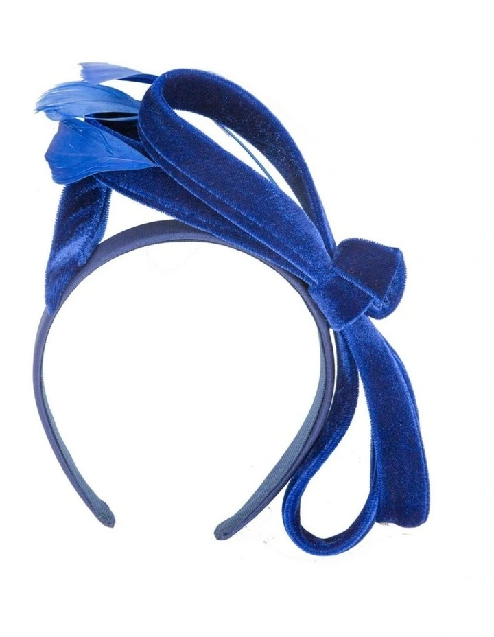 Royal blue velvet bow racing fascinator by Max Alexander J446RB image 1