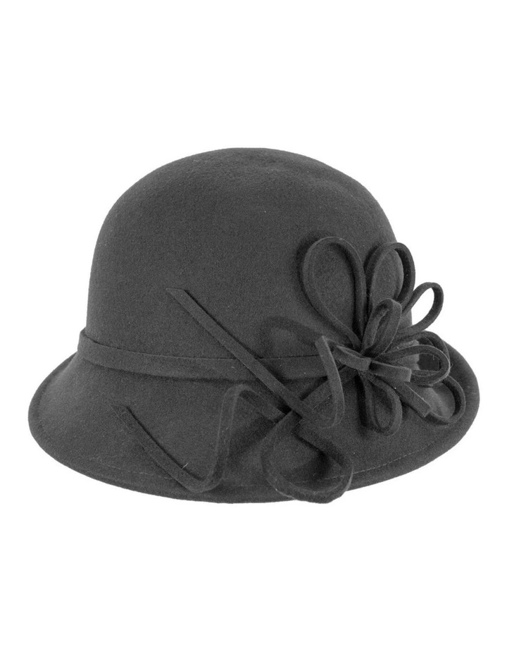 Black felt winter hat with flower by Max Alexander J439 J439B image 2
