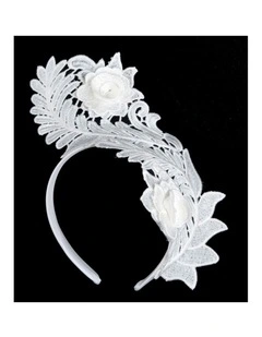 Elegant White Lace Fascinator by Max Alexander J452WHT
