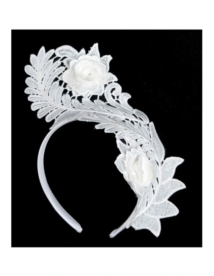 Elegant White Lace Fascinator by Max Alexander J452WHT image 1
