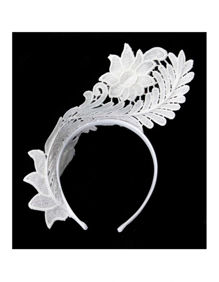 Elegant White Lace Fascinator by Max Alexander J452WHT image 3