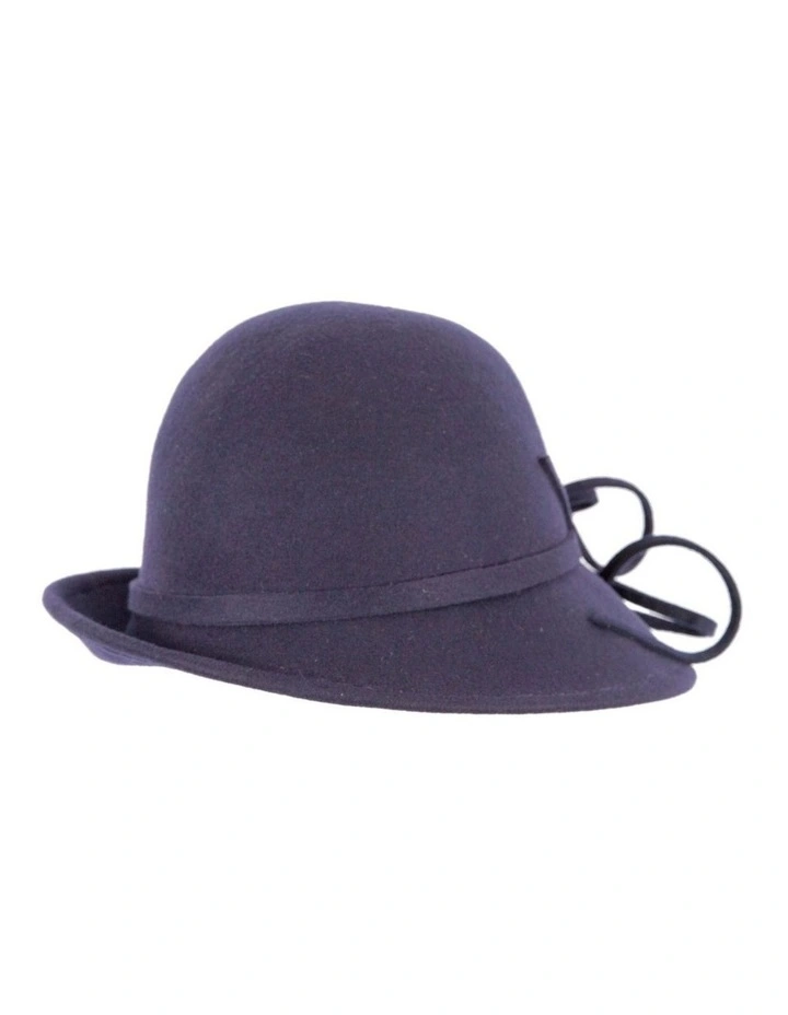 Navy felt winter hat with flower by Max Alexander J439N image 4