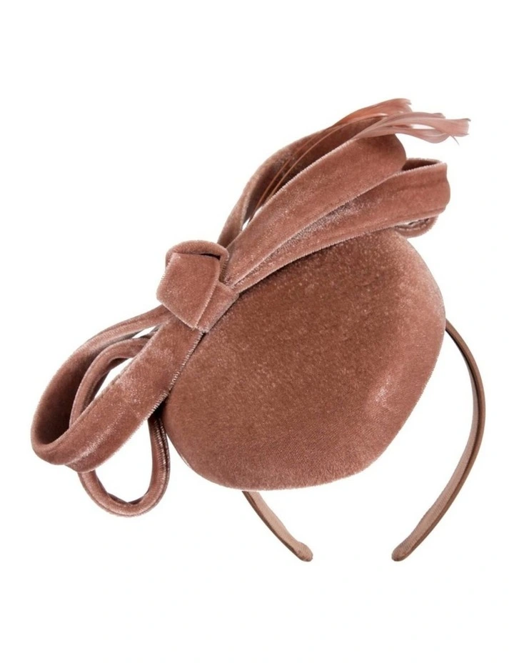 Taupe velvet pillbox winter fascinator J441TP image 1