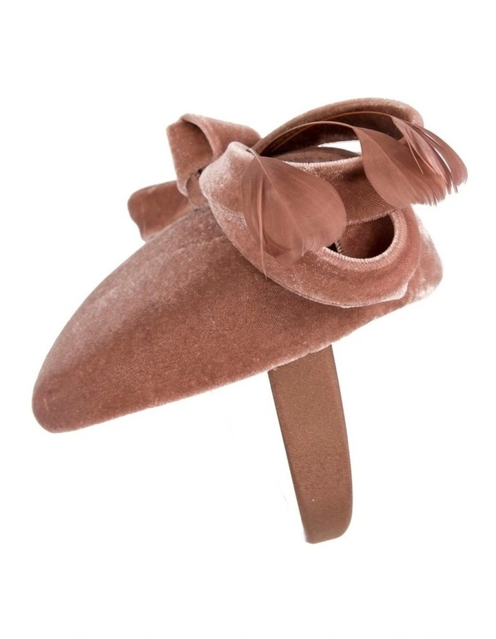 Taupe velvet pillbox winter fascinator J441TP image 2