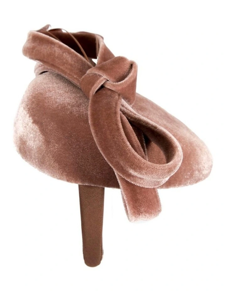 Taupe velvet pillbox winter fascinator J441TP image 3