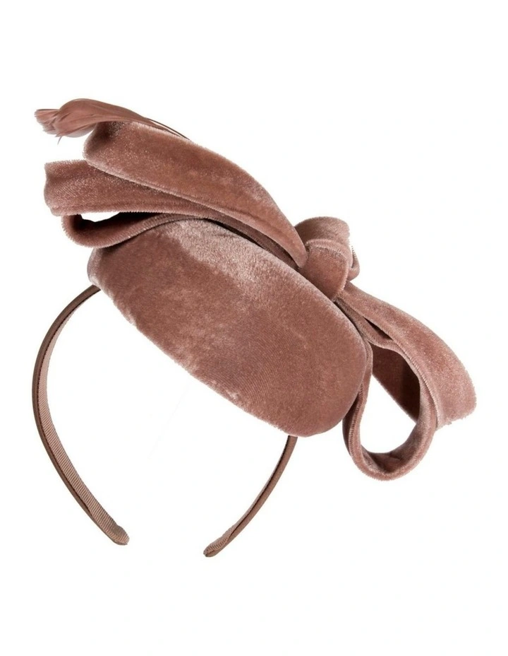Taupe velvet pillbox winter fascinator J441TP image 5