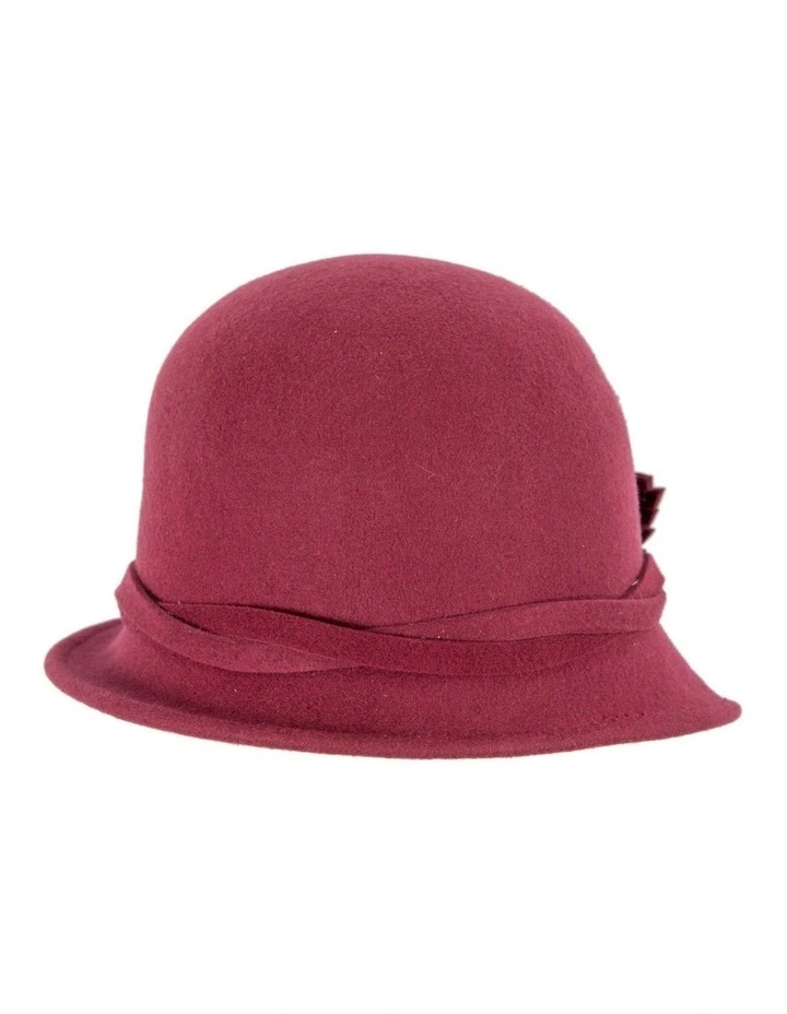 Burgundy felt winter hat with flower by Max Alexander J437W image 2