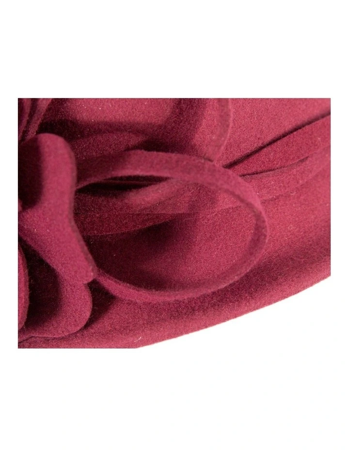 Burgundy felt winter hat with flower by Max Alexander J437W image 4