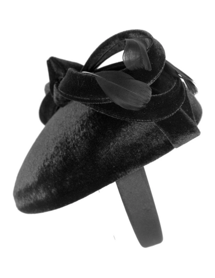 Black velvet pillbox winter fascinator J441B image 2