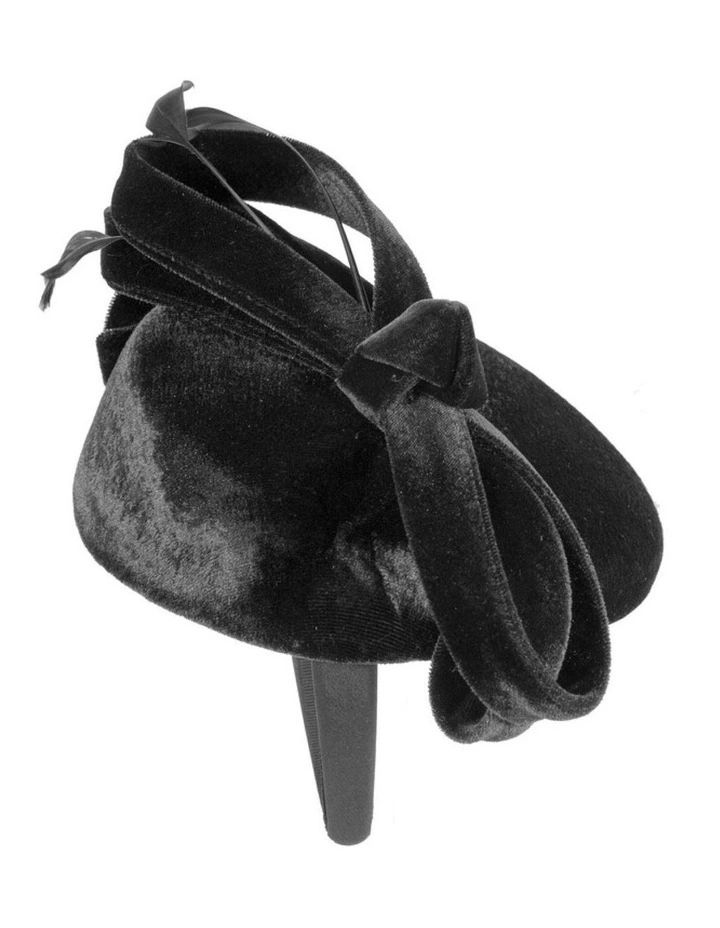 Black velvet pillbox winter fascinator J441B image 3