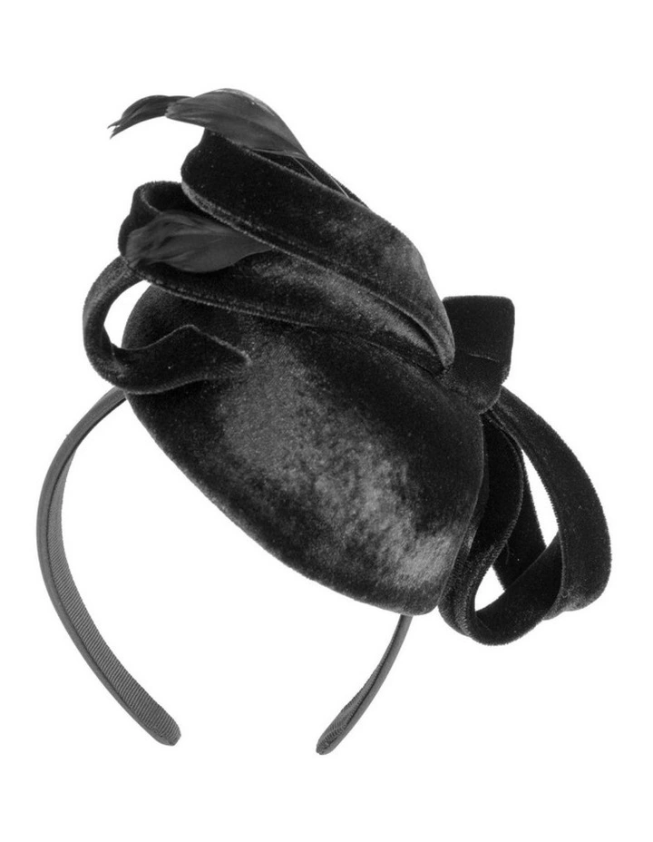 Black velvet pillbox winter fascinator J441B image 5